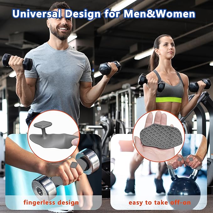 Silicone Gym Grips for Weight Lifting,Workout Gloves for Women Men Alternative,Anti Slip Gym Workout Grip,Rubber Gym Hand Grips-Weightlifting Grips Pad for Barbell,Pull Up,Ryptfit,Training