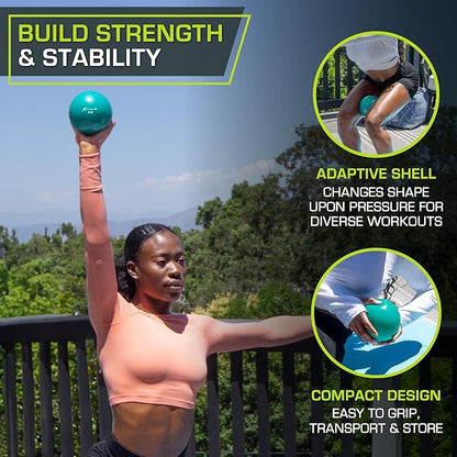 ProsourceFit Weighted Toning Exercise Balls for Pilates, Yoga, Strength Training and Physical Therapy, 2 lb to 8 lb, Color Coded