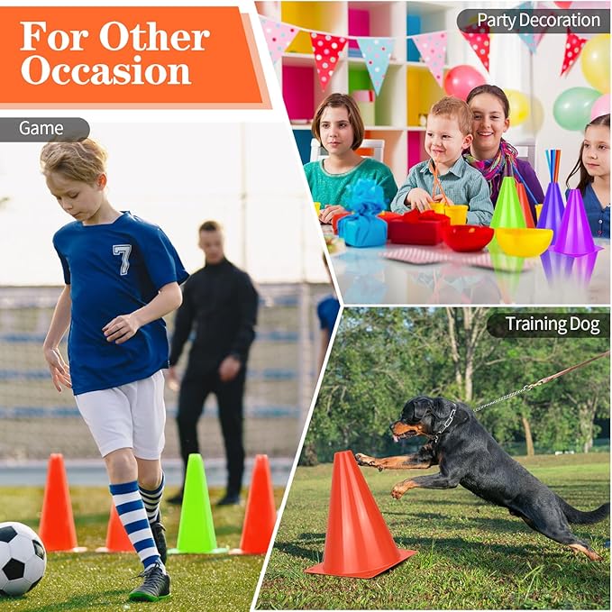 12/24/50pcs Soccer Cones, 7" Soccer Cones, Plastic Traffic Cones, Training Cones for Basketball Football Skating Drills Practice