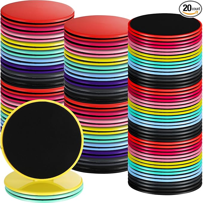 Jenaai Core Sliders for Working Out Bulk Dual Sided Workout Disc Gifts for Group Training Classes Fitness Slider for Stability Ab Legs Full Body Fit Gym Carpet Hardwood FloorFoot