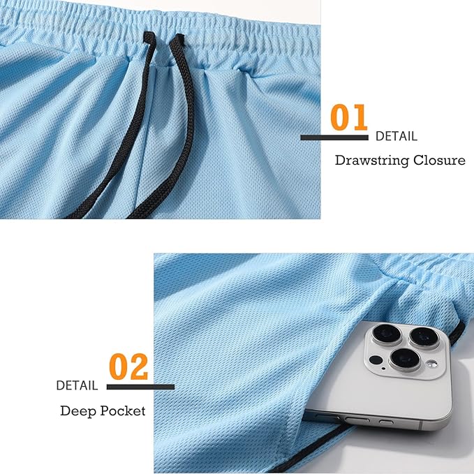 Surenow Mens Running Gym Shorts 3 Inch Breathable Lightweight Athletic Sport Shorts Training Workout Shorts with Pockets