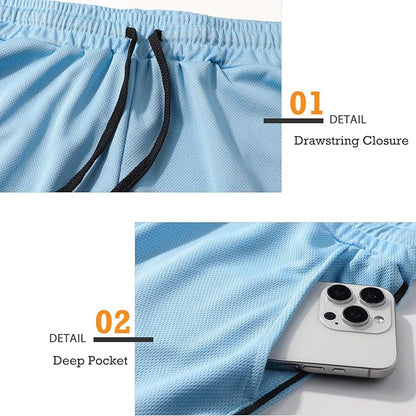 Surenow Mens Running Gym Shorts 3 Inch Breathable Lightweight Athletic Sport Shorts Training Workout Shorts with Pockets