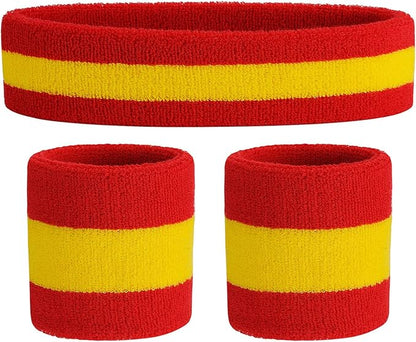 ONUPGO Sweatband Set Sports Headband Wristband Set Sweatbands Terry Cloth Wristband Wrist Sweatband Headbands Moisture Wicking Sweat Absorbing Head Band