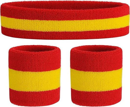 ONUPGO Sweatband Set Sports Headband Wristband Set Sweatbands Terry Cloth Wristband Wrist Sweatband Headbands Moisture Wicking Sweat Absorbing Head Band