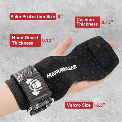 MANUEKLEAR Gym Straps Weight Lifting, Double Leather Lifting Straps for Men Deadlift with Cushion Wrist Loop, Gym Lifting Wrist Wraps for Weightlifting
