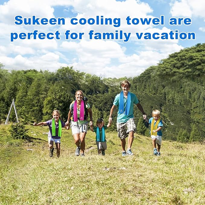 Sukeen 12 Pack Cooling Towels (40"x12"), Soft Breathable Chilly Sweat Towel, Microfiber Cooling Towels for Neck and Face, Gym Towels for Sport, Running, Workout, Camping, Fitness