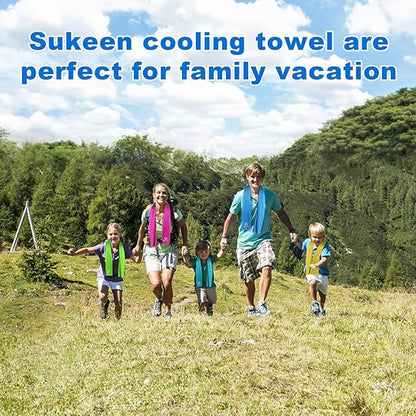Sukeen 12 Pack Cooling Towels (40"x12"), Soft Breathable Chilly Sweat Towel, Microfiber Cooling Towels for Neck and Face, Gym Towels for Sport, Running, Workout, Camping, Fitness