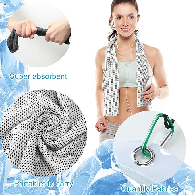Honoson 20 Packs Cooling Towel, 40" x 12" Ice Towel for Neck and Face Microfiber Breathable Sport Sweat Rag for Gym, Yoga, Travel, Camping, Running, Fitness, Workout & More Activities