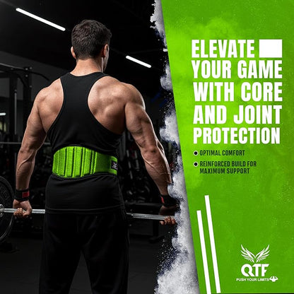 QTF Fitness Neoprene Weight Lifting Belt - Adjustable 6" Gym Support for Stability & Lumbar Support - Sweat Resistant Weightlifting Belt for Men & Women for Squats, Deadlifts & Bench Presses