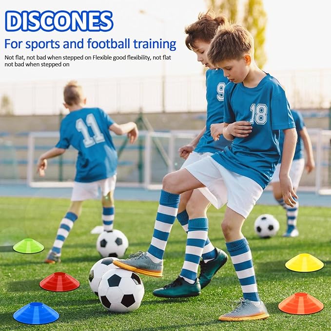 Soccer Cones for Training, 100/15 Pack Agility Cones with Carry Bag, Multi-Color Disc Cones for Sports Training, Soccer, Football, Basketball, Field Cone Markers, Indoor Outdoor Sports
