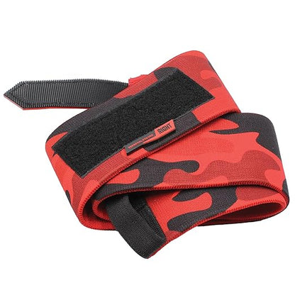 Elbow Wraps for Weightlifting - Heavy Duty Construction, 25% More Elasticity, Reinforced Stitching, Extra Wide Fastener, Easy to Adjust, (Red Camo)