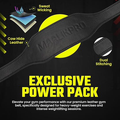 Weight Lifting Leather Belt with Adjustable Buckle, Gym, Workout & Weight Training - Weightlifting Belts for Men and Women