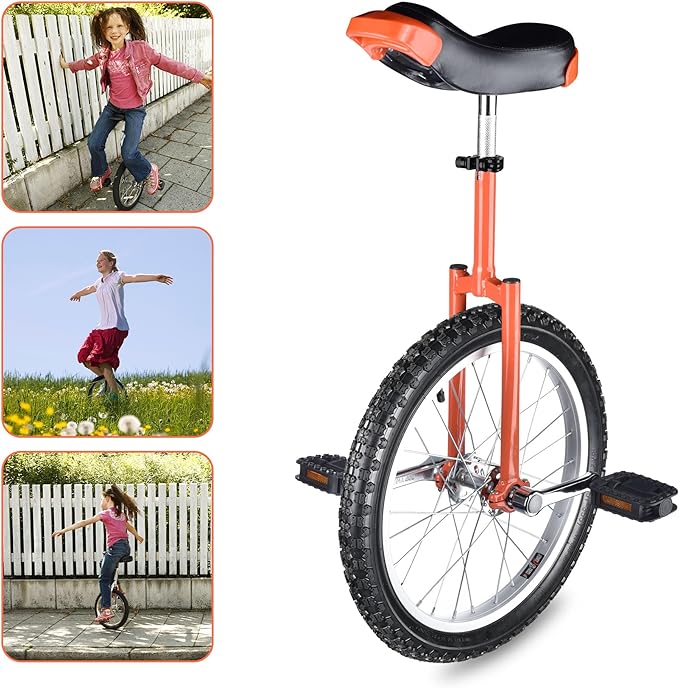 AW 16/18/20/24 Inch Wheel Outdoor Unicycle Adjustable Seat Exercise Bicycle Fit Adults Kids Outdoor Sports Fitness Exercise, for Choice