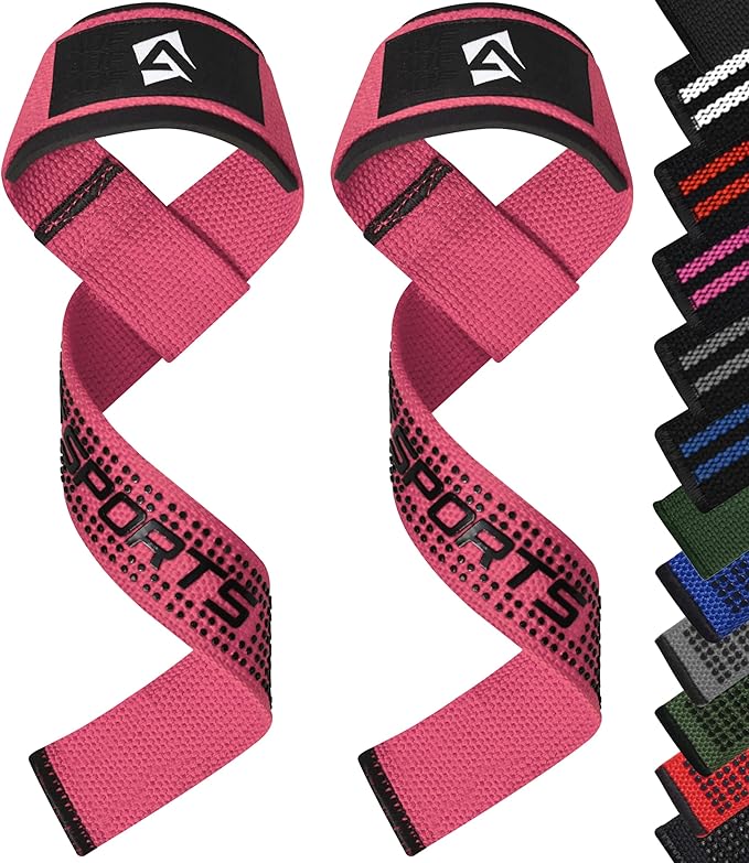 AQF Lifting Wrist Straps for Weightlifting, Powerlifting & Deadlifts – 23” Neoprene Padded Cotton Straps for Strength Training & Gym Workouts - Maximum Grip Support for Men & Women
