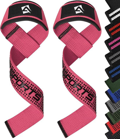 AQF Lifting Wrist Straps for Weightlifting, Powerlifting & Deadlifts – 23” Neoprene Padded Cotton Straps for Strength Training & Gym Workouts - Maximum Grip Support for Men & Women