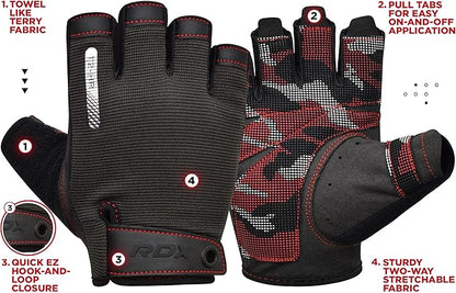 RDX Weight Lifting Gloves, Additional Stretchable Long Wrist Support, Full Palm Grip, Men Women Fitness HIIT Workout, Bodybuilding Powerlifting Strength Training Cycling Exercise Home Gym Equipment