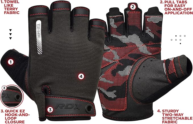 RDX Weight Lifting Gloves, Additional Stretchable Long Wrist Support, Full Palm Grip, Men Women Fitness HIIT Workout, Bodybuilding Powerlifting Strength Training Cycling Exercise Home Gym Equipment