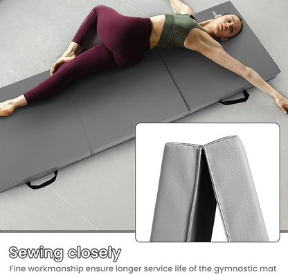 BalanceFrom 6x2 Feet 3-Panel Folding Gymnastics Mat – 2-Inch Thick Pad with Vinyl Surface and Carrying Handles for Tumbling, Yoga, Pilates, Home Workouts, and Martial Arts