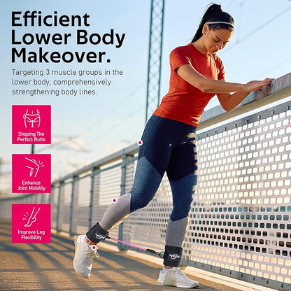WALITO Ankle Resistance Bands with Cuffs, Exercise Bands for Legs and Butt, Booty Workout Equipment for Kickbacks and Hip Fitness Training