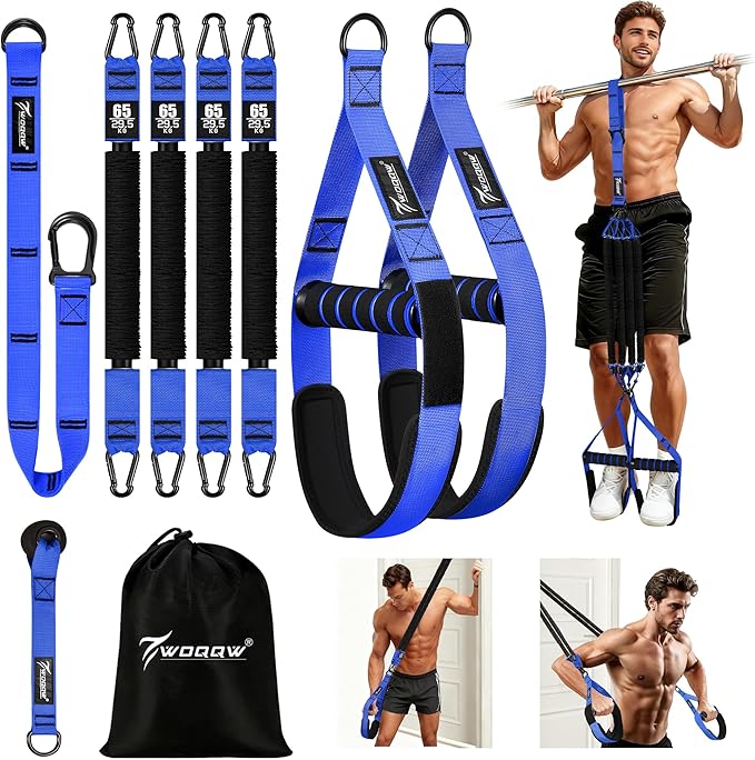 Pull Up Assistance Bands, Heavy Duty Resistance Bands with Handles, Exercise Band with Door Anchor, Adjustable Workout Band Set for Pull Up Bar, Full Body Strength&Muscle Training, Recovery, Home Gym