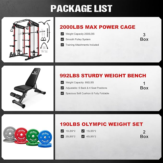 M21 Smith Machine, Multi-Function Power Cage with Dual Pulley Cable Crossover System, 2000LBS All-in-One Squat Rack with Smith Bar and Attachments for Home Gym Strength Training
