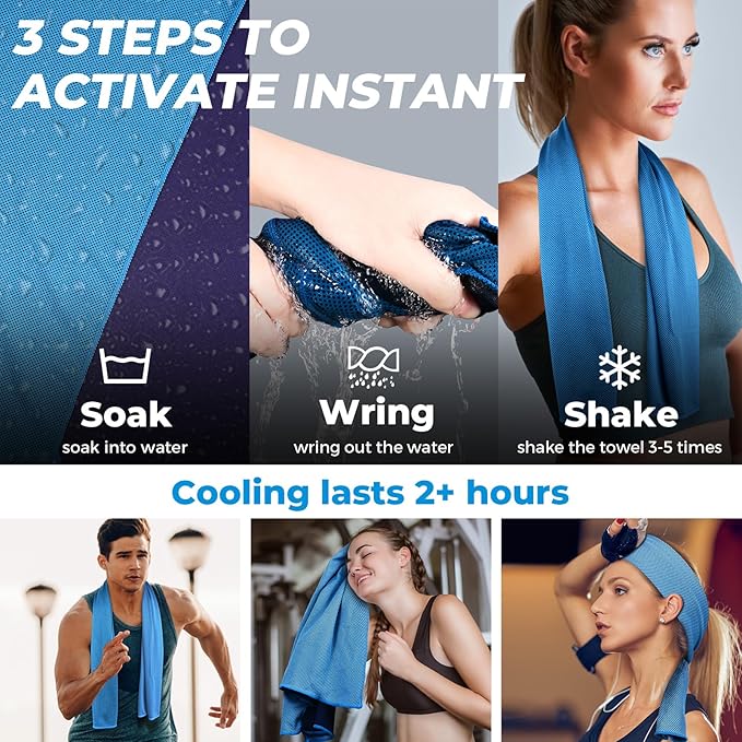 Cooling Towels for Neck and Face - Soft Breathable Chilly Towel, Sweat Wraps, Cool Rags Quick Dry Towel for Hot Weather, Workout, Sports, Yoga, Gym, Hiking, Running, Trips, Golf