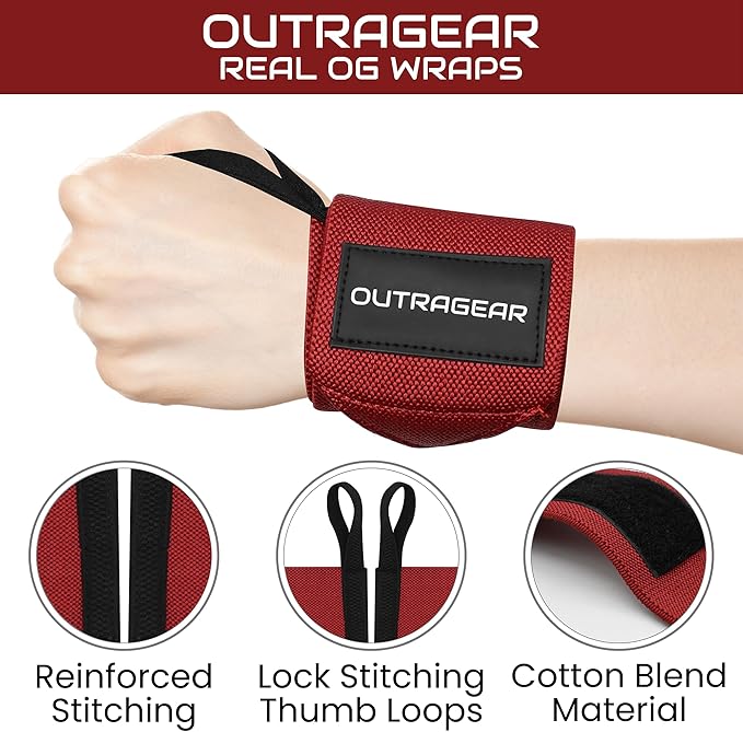 18" OG-Grade Wrist Wraps for Weightlifting – Heavy Duty Wrist Support with Thumb Loop & Lockdown Strap – Wrist Straps for Powerlifting, Bench Press & Gym Training