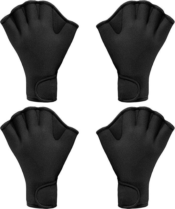 Sumind 2 Pairs Swimming Gloves Aquatic Training Gloves Neoprene Mittens Webbed Fitness Water Aerobics Resistance Training for Women Men Swimming Diving(Large,Black)