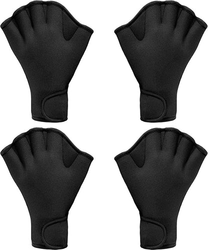 Sumind 2 Pairs Swimming Gloves Aquatic Training Gloves Neoprene Mittens Webbed Fitness Water Aerobics Resistance Training for Women Men Swimming Diving(Large,Black)