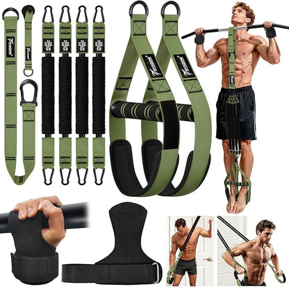 Upgraded Pull Up Assistance Bands, Heavy Duty Resistance Bands with Handles, Exercise Band with Door Anchor, Adjustable Workout Band Set for Pull Up Bar, Full Body Strength&Muscle Training, Home Gym