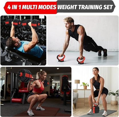 4-in-1 Octagonal Adjustable Dumbbell Set (66/88Lbs) – Converts to Barbell, Kettlebell & Push-Up Stand, Home Gym Free Weights for Men & Women, Full Body Workout with Anti-Slip Handles, Space-Saving