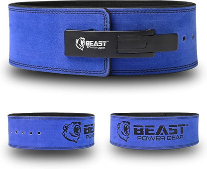 Beast Power Gear Weight Lifting Belt Lever Buckle 10MM 13MM Thick & 4 Inches Free Strap Weightlifting, Powerlifting, Deadlifts, Squats Men Women