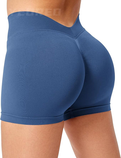 YEOREO Workout Scrunch Shorts Women V Back Gym Butt Lifting Liz High Waisted Seamless Shorts