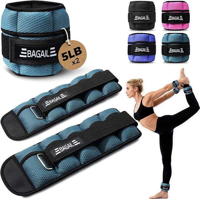 BAGAIL Ankle Wrist Weights for Women & Men, One Pair of 1/2/4/6/8/10 LBS Wearable Leg Arm Weights with Sleek Design & Secure Fit for Walking, Running, Pilates, Home Fitness & Physical Therapy