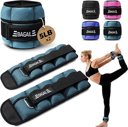 BAGAIL Ankle Wrist Weights for Women & Men, One Pair of 1/2/4/6/8/10 LBS Wearable Leg Arm Weights with Sleek Design & Secure Fit for Walking, Running, Pilates, Home Fitness & Physical Therapy