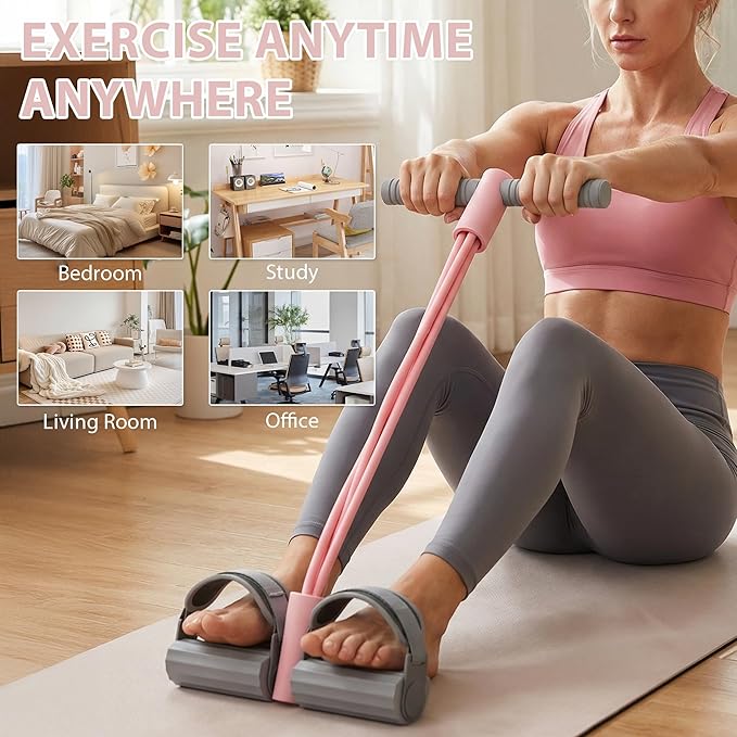 Adjustable Ankle Strap Resistance Band with Handle,0.4-inch Diameter Thick TPE Resistance Band 40-45lbs,Suitable for All Weights & Foot Sizes, Full-Body Workout