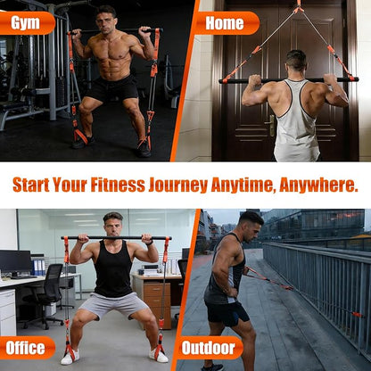 Pilates Bar Kit with Resistance Bands for Men, Heavy Duty Home Gym Equipment for Full Body Workout, Strength Training, Legs, Hips, Arms, Abs, Chest – Portable Pilates Stick