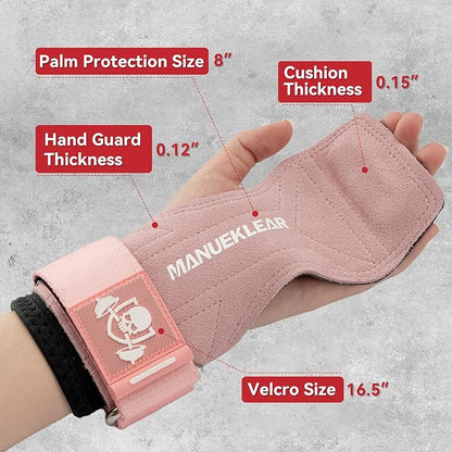 MANUEKLEAR Gym Straps Weight Lifting, Double Leather Lifting Straps for Men Deadlift with Cushion Wrist Loop, Gym Lifting Wrist Wraps for Weightlifting