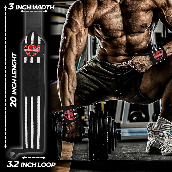 FIGHTSENSE Wrist Wraps for Weightlifting, 18” Premium Quality Wrist Straps with Heavy Duty Thumb Loop-Gym Wrist Wraps for Weight lifting,Powerlifting,Strength Training,Bodybuilding,Wrist Brace