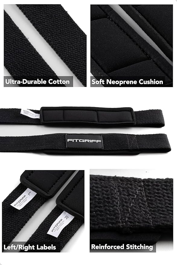Fitgriff® Lifting Wrist Straps for Weightlifting, Gym, Deadlift, Workout (Made of Premium Cotton & Padded) - Men & Women