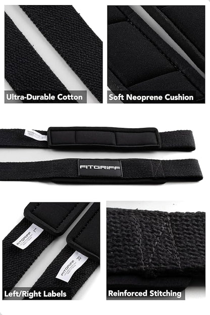 Fitgriff® Lifting Wrist Straps for Weightlifting, Gym, Deadlift, Workout (Made of Premium Cotton & Padded) - Men & Women