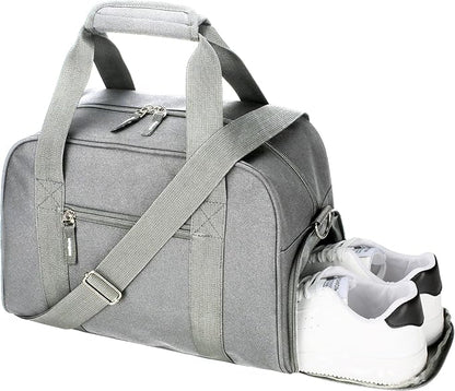 SeaRock 14 inch Small Gym Bag for Men & Women, Mini Duffle Bag with Shoe Compartment, Carry On Duffel Bag for Travel Sports, Gray