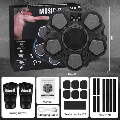 Music Boxing Machine Sport Toys for Kids and Adults,Wall Mounted Bluetooth Smart Punching Target,Training Pad Toy with Boxing Glove,Ideas Toys for Boys Girls Kids 3 4 5 6 7 8 9 10 11 12+ Years Old