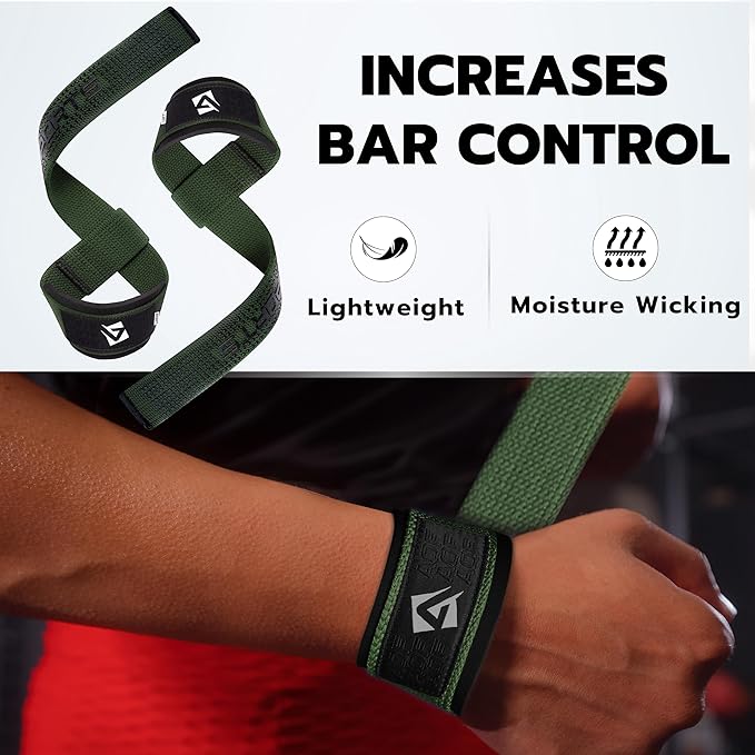 AQF Lifting Wrist Straps for Weightlifting, Powerlifting & Deadlifts – 23” Neoprene Padded Cotton Straps for Strength Training & Gym Workouts - Maximum Grip Support for Men & Women
