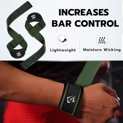 AQF Lifting Wrist Straps for Weightlifting, Powerlifting & Deadlifts – 23” Neoprene Padded Cotton Straps for Strength Training & Gym Workouts - Maximum Grip Support for Men & Women