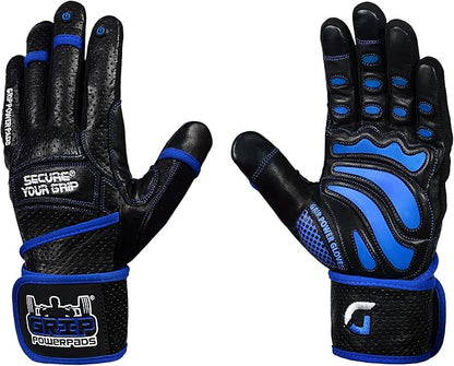 Elite Leather Gym Gloves with Built in 2" Wide Wrist Wraps Grip & Design for Weightlifting Power Lifting Bodybuilding & Strength Training Workout Exercises