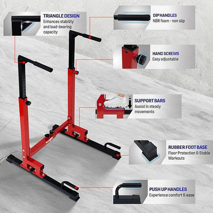 Yes4All Dip Stand 500 LBS Capacity, 80 Levels Adjustable Dip Bars, Dip Station Machine for Home Gym