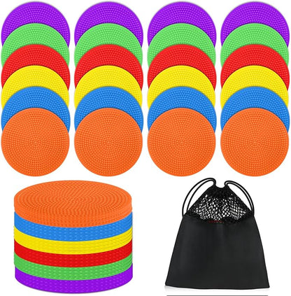 4Inch 9 Inch Poly Spot Markers for Gym Floor Poly Spots, 12/18/24/36 Pcs Round Non-Slip Rubber Floor Dots Agility Markers Flat Cones for Sports Soccer PE Training, Dance, Classroom Activities