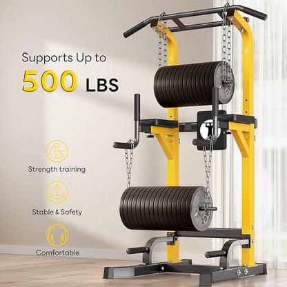 SogesPower Power Tower Pull Up Bar Station Multi-Function Pull Up Bar Stand for Home Gym, Adjustable Height Pull Up Dip Station Dip Bar Strength Training Fitness Equipment,Up to 500LBS