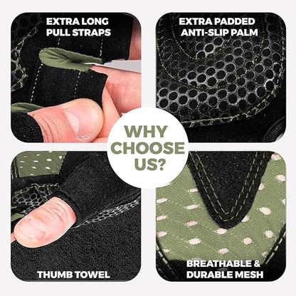MhIL Workout Gloves for Men – Comfortable Gym Gloves for Men with Enhanced Grip for Safety and Hand Protection – Weight Lifting Protection with Wrist Wraps Support for Performance Boost and Style